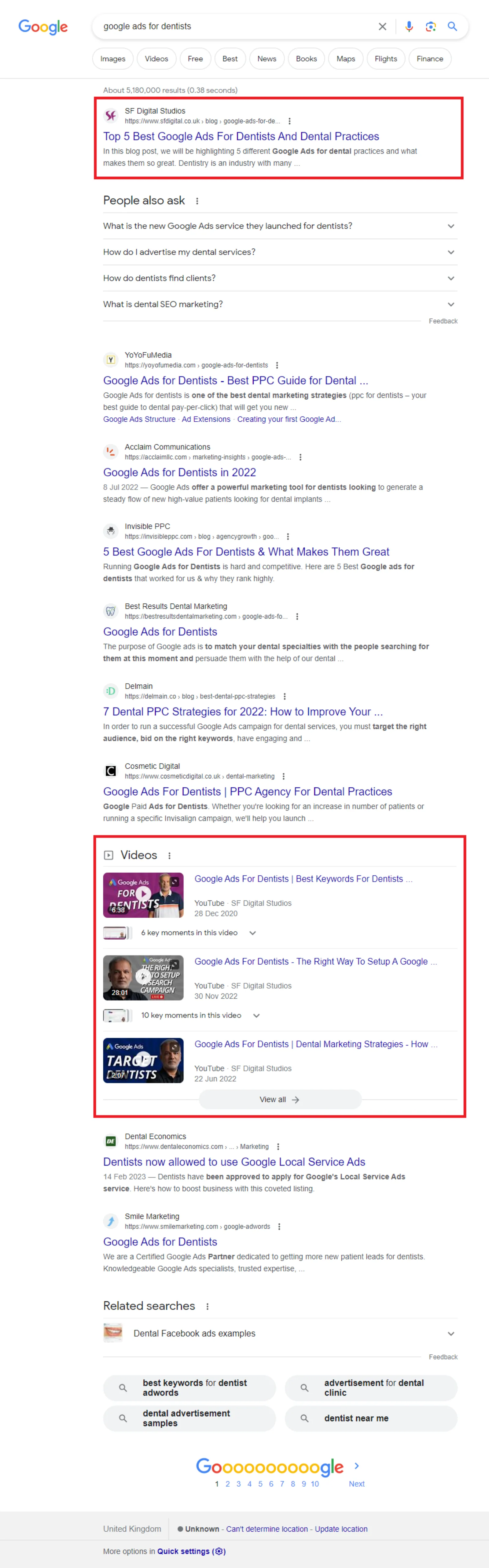 Google Search Engine Results Page