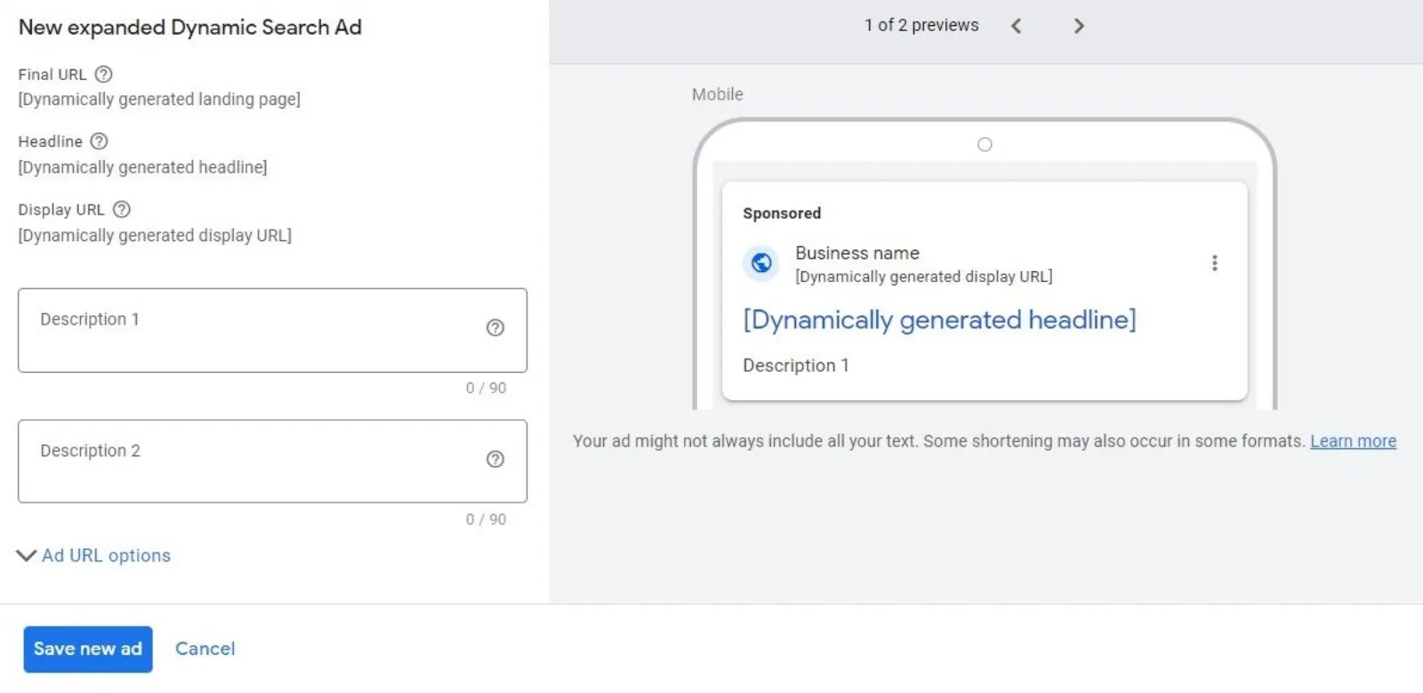 Dynamic Search Ads