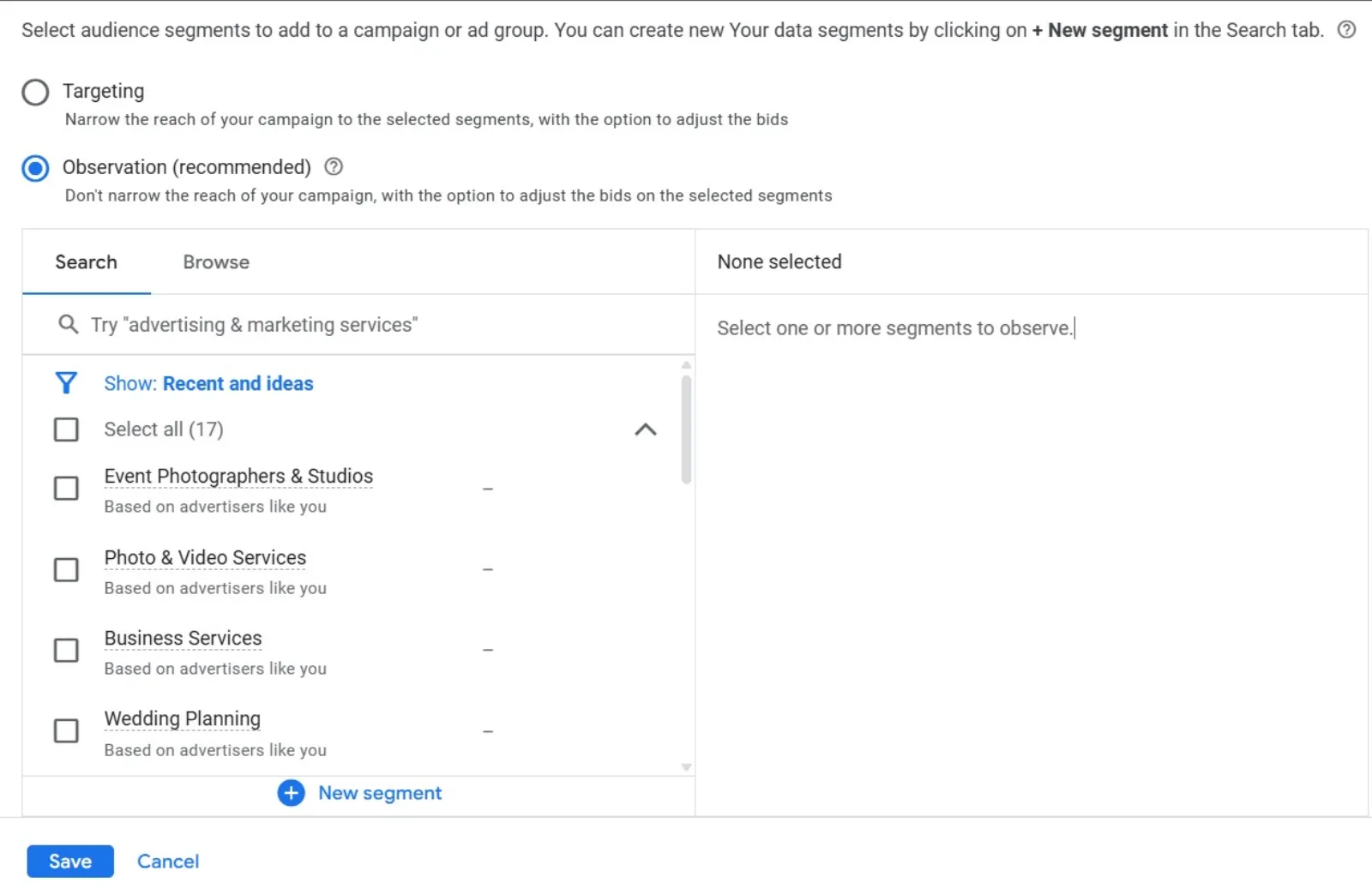 Google Ads Observation Audiences