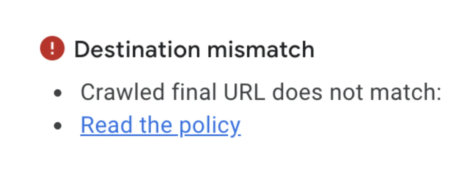 Destination Mismatch Google Ads