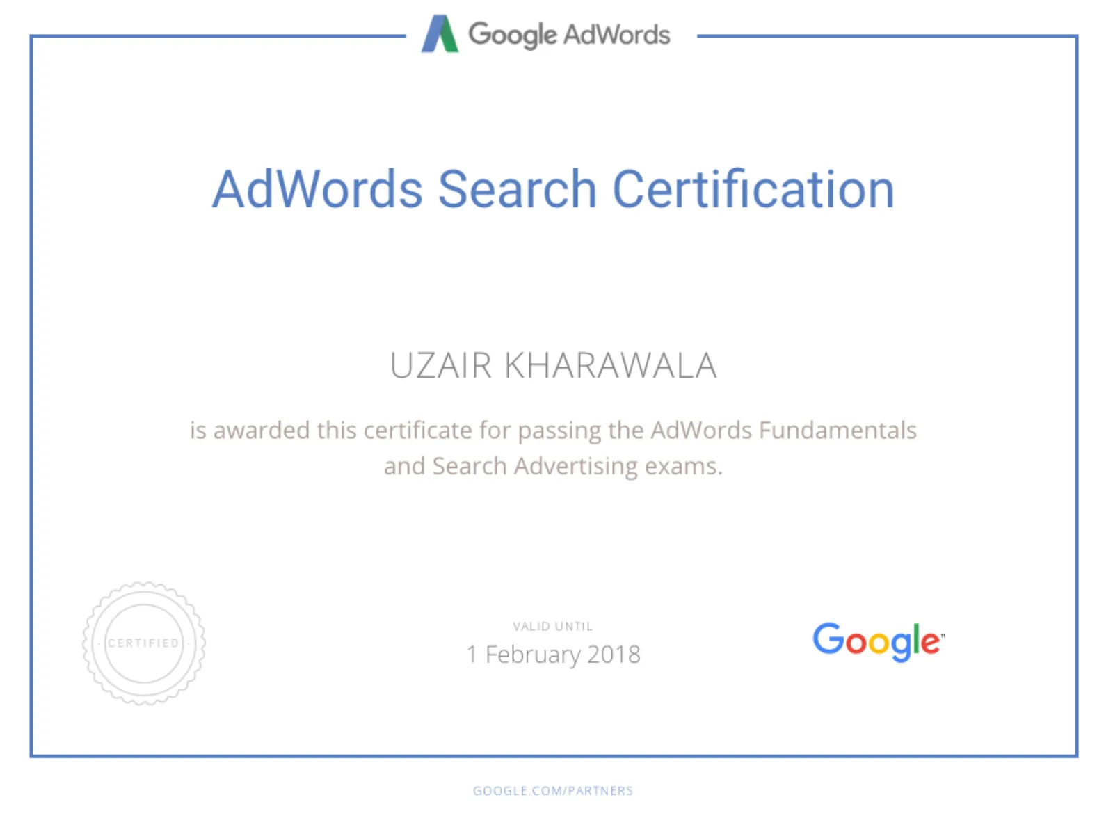 Google Partner Search Exam