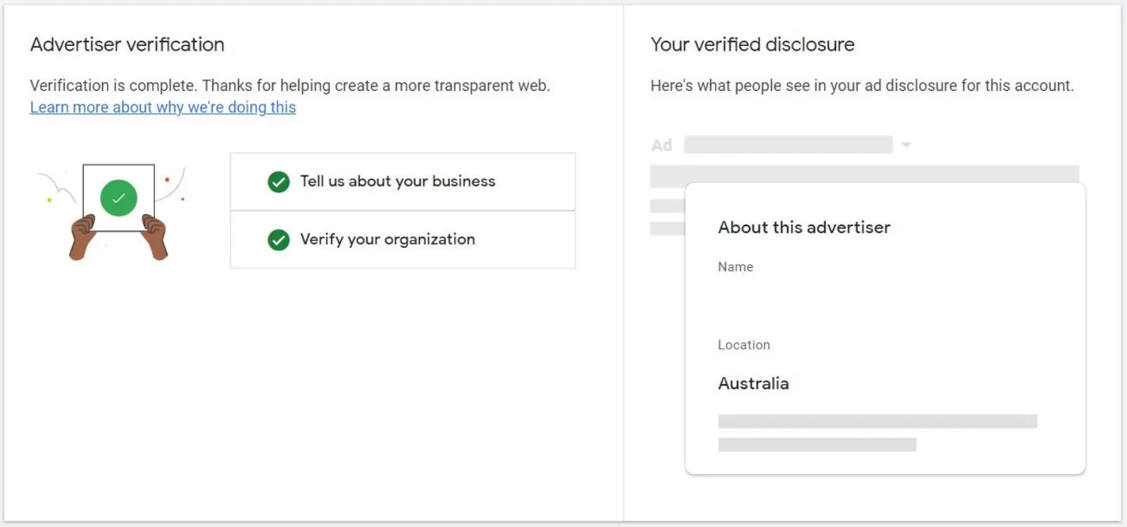 Google Ads Advertiser Identity Verification Program