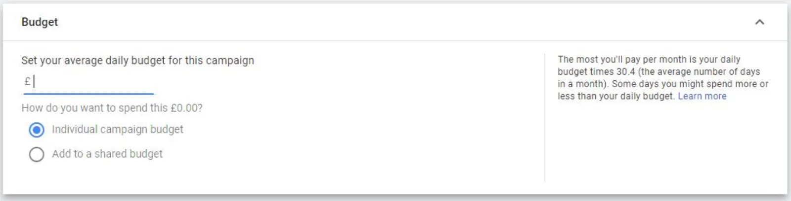 Google Ads Budget
