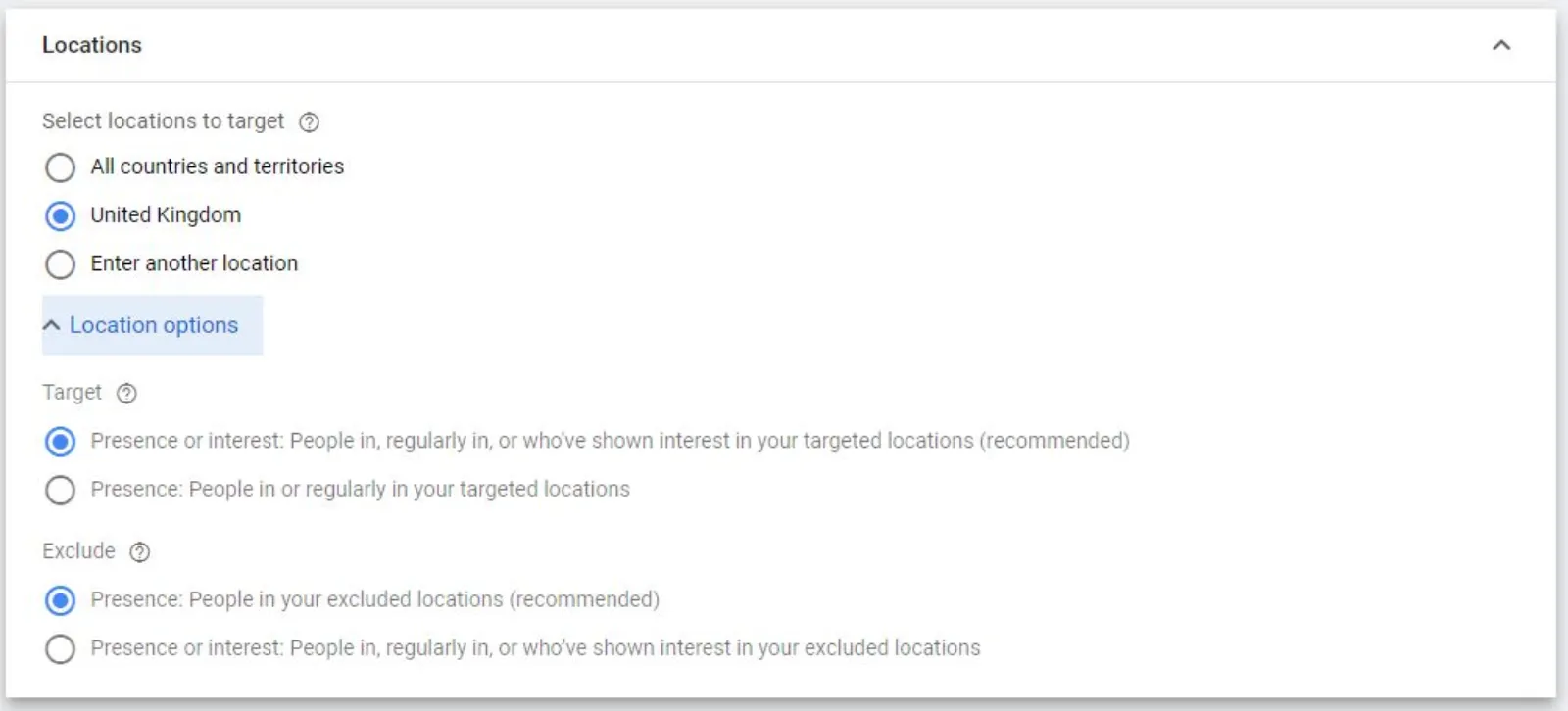 Google Ads Location Targeting