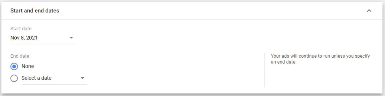 Google Ads Start And End Dates