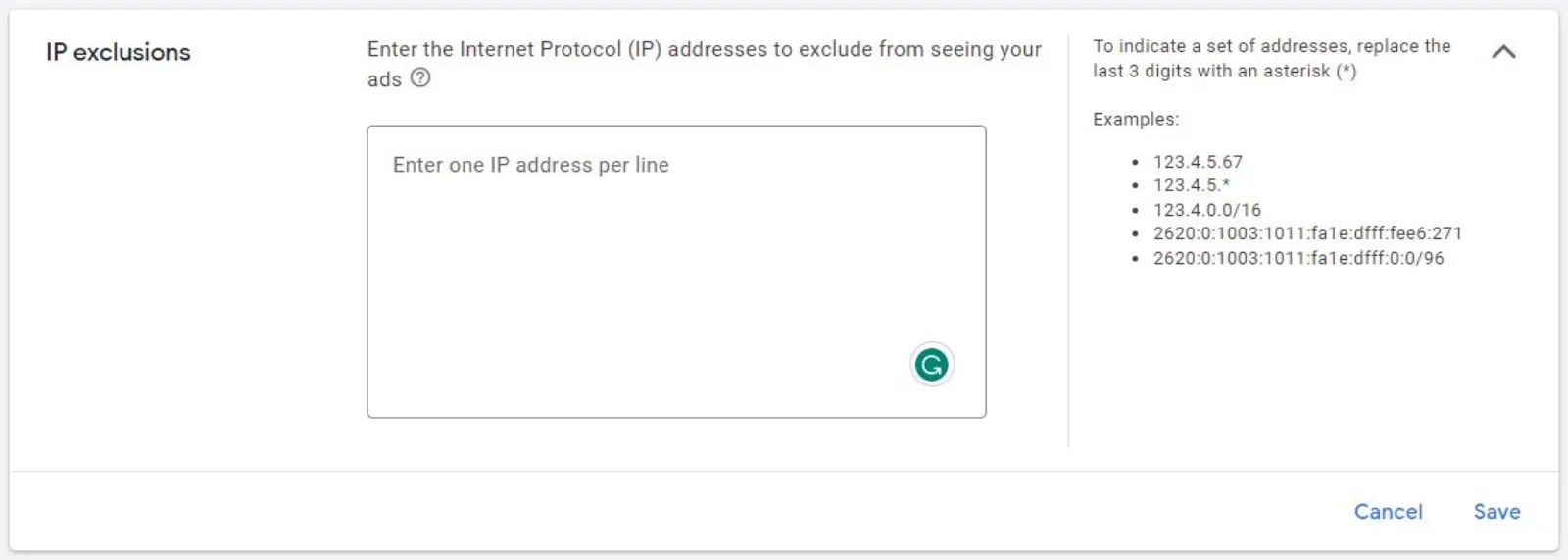 Google Ads IP Exclusions