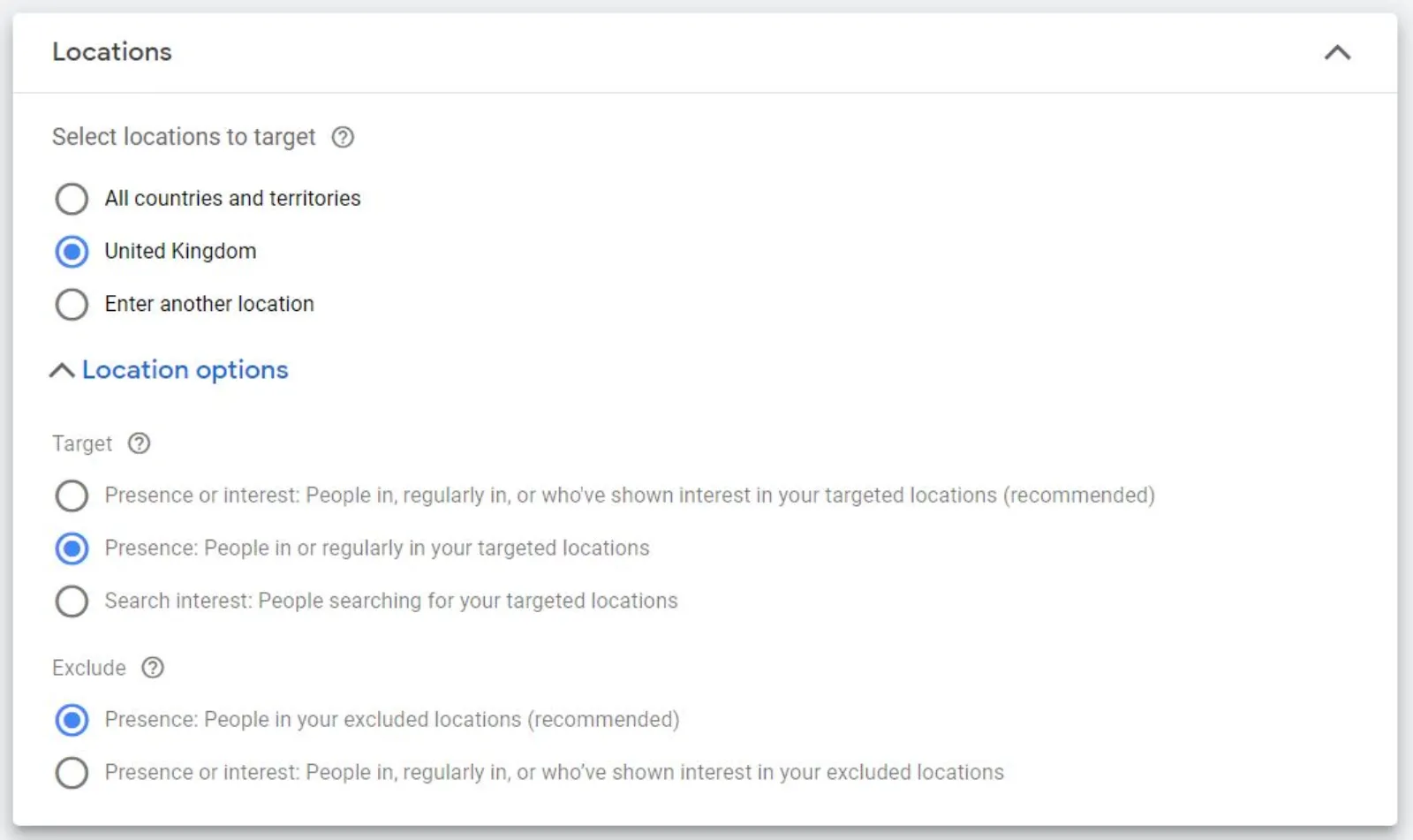 Google Ads Campaign Location