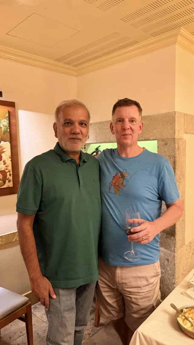 Uzair with a fellow attendee at dinner