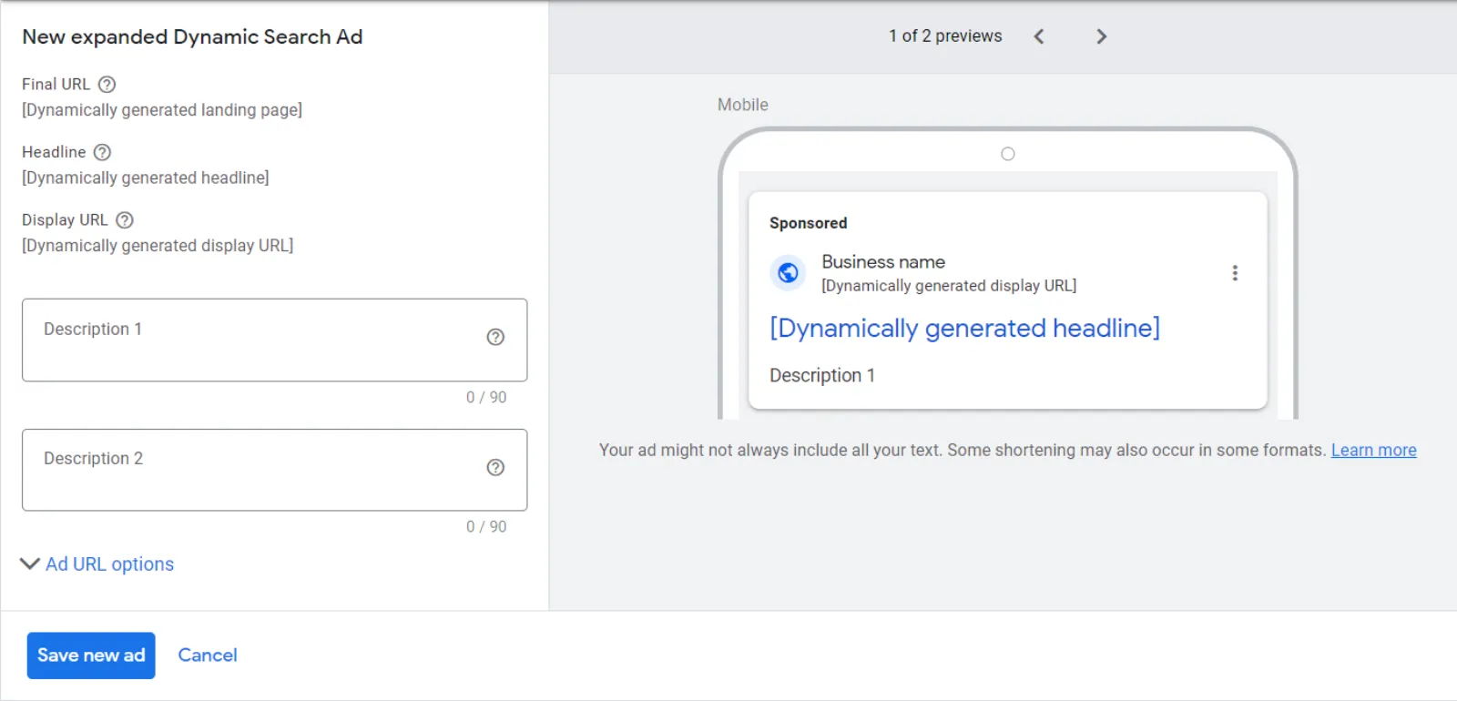 Dynamic Search Ads