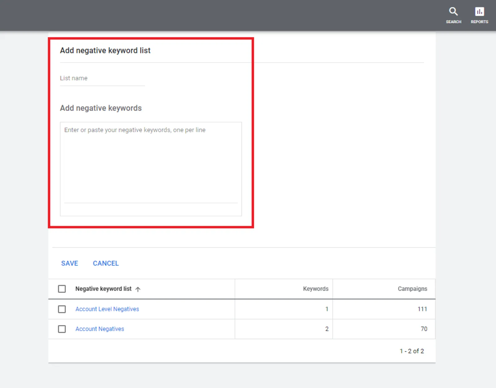 Google Ads Negative Keyword List