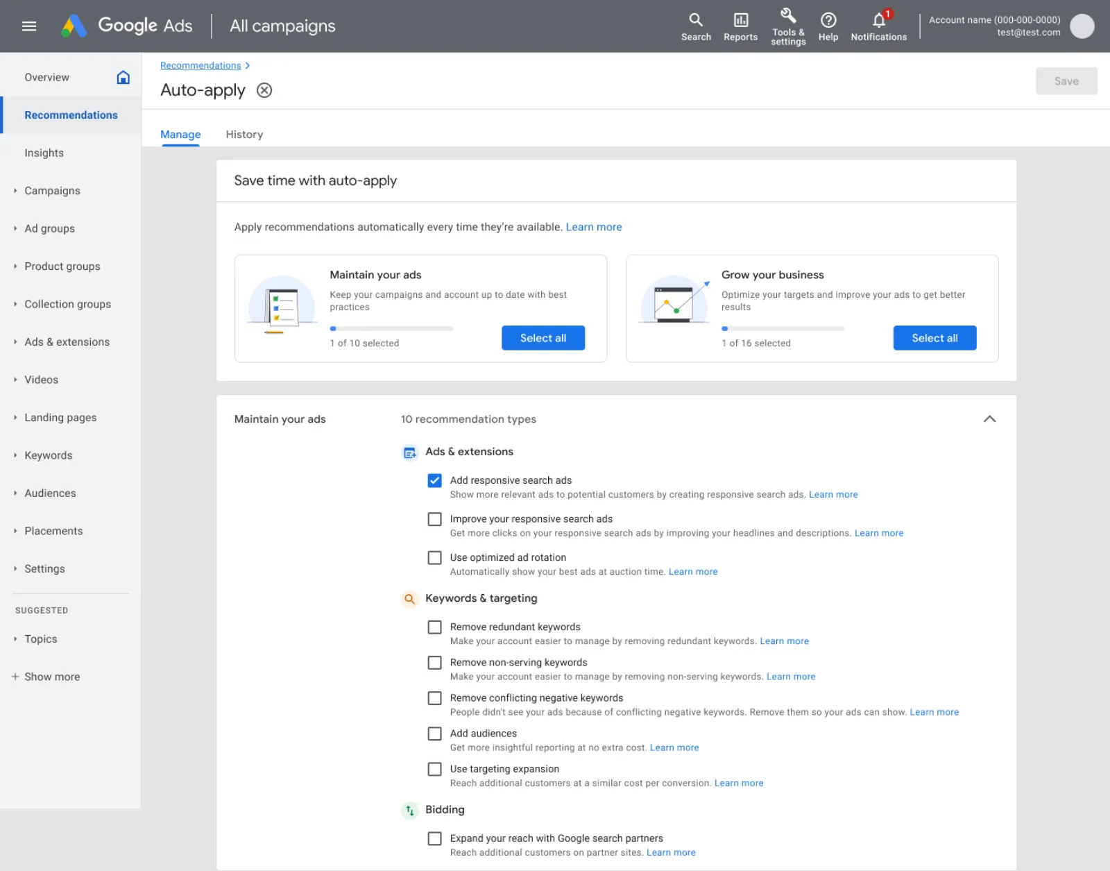 Manage Auto-apply Recommendations