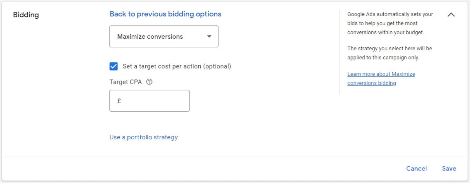 Google Ads Target CPA Bid Strategy