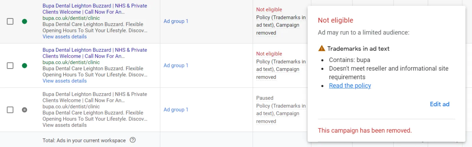 Poor Ad Messaging