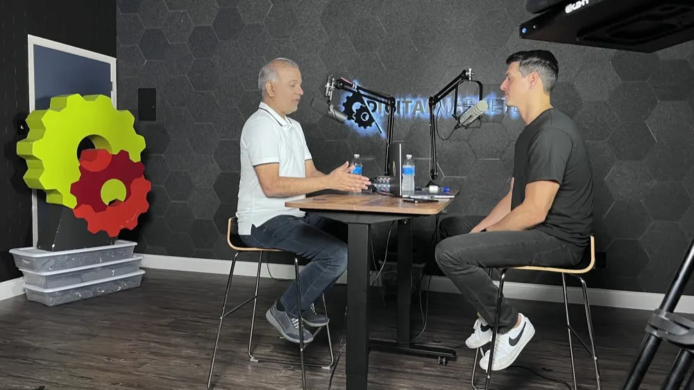 Shooting a podcast for DigitalMarketer
