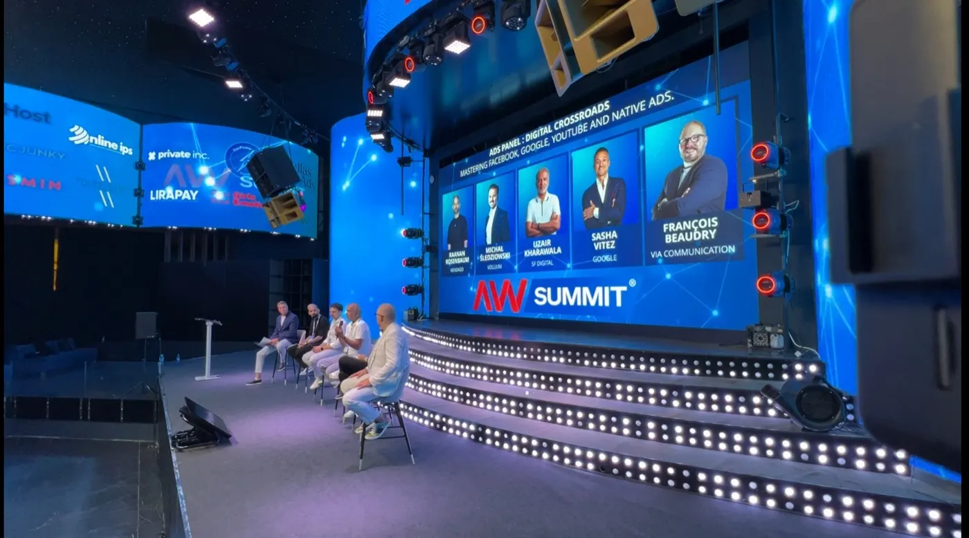 Uzair on a panel at Affiliate Summit, Budapest
